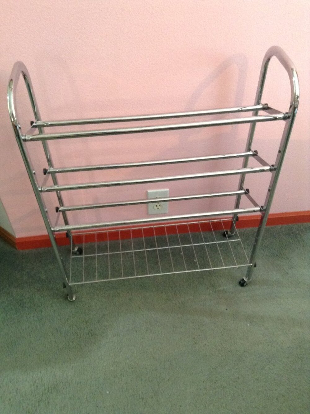 Whitmore Adjustable 4-Tier Rolling Shoe Rack, Chrome